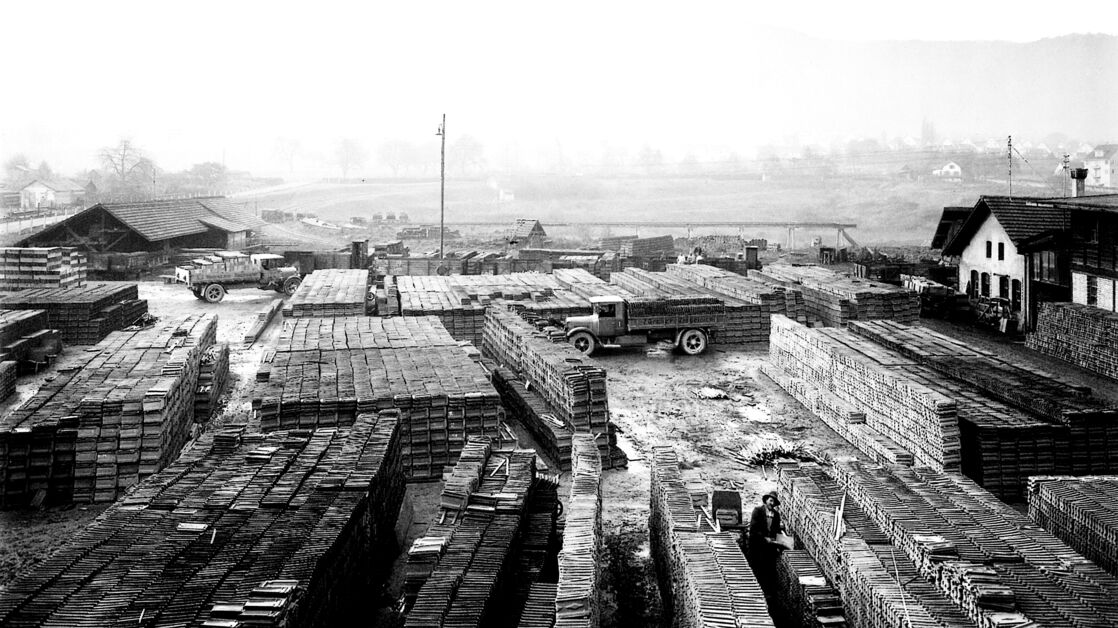Geschichte Z&uuml;rcher Ziegeleien Wettswil Lager um 1930