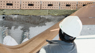 2. Für neue Geschosswand Trennlage ausrollen z. B. Porotherm- Pronouvo-Wandlager Verarbeitungsbeispiele Wand Decke