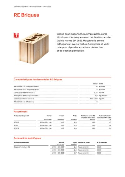 Fiche produit Mur RE Briques