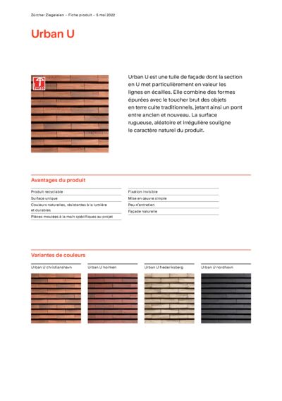 Fiche produit Facade Urban U