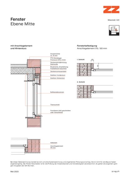56 Fenster Porotherm - CAD Zeichnung