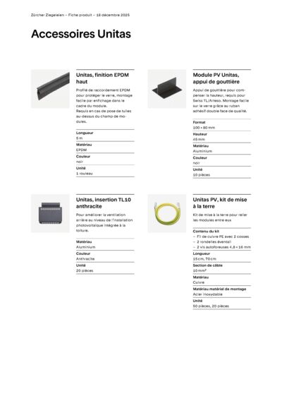 Fiche produit Accessoires Unitas