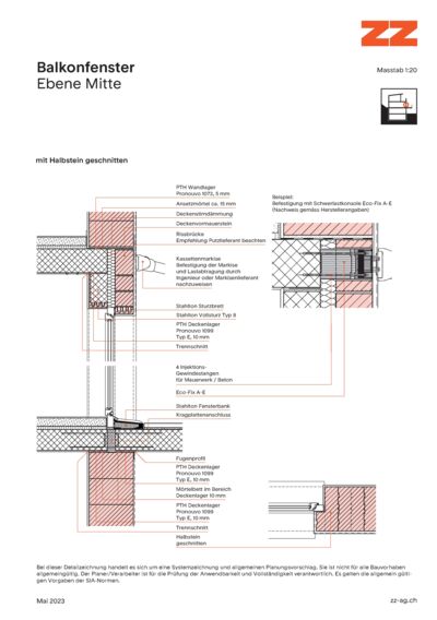 61 Balkonfenster Porotherm - CAD Zeichnung