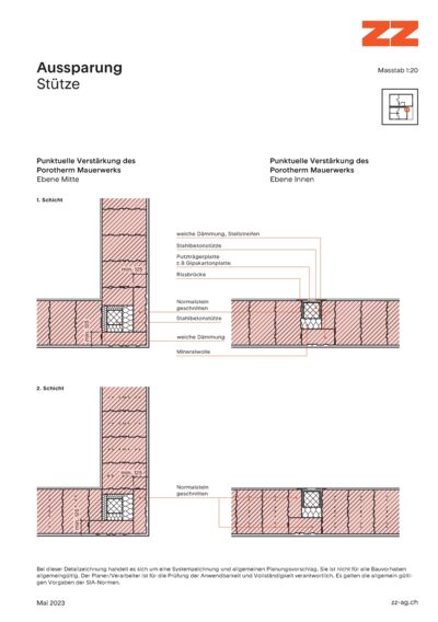 69 Aussparung Porotherm - CAD Zeichnung