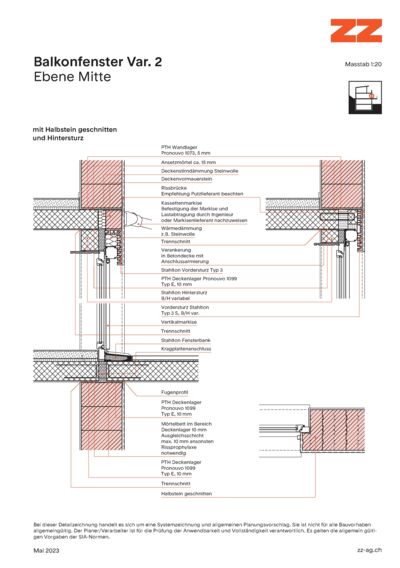 62 Balkonfenster Porotherm - CAD Zeichnung