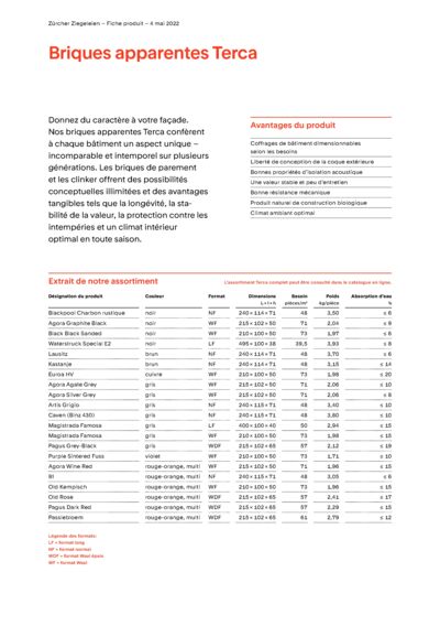 Fiche produit Facade Briques apparentes Terca