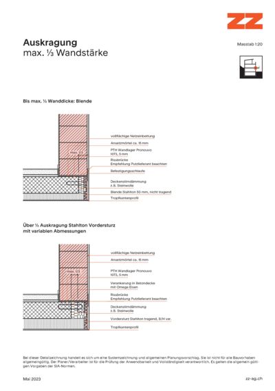 73 Auskragung Porotherm - CAD Zeichnung