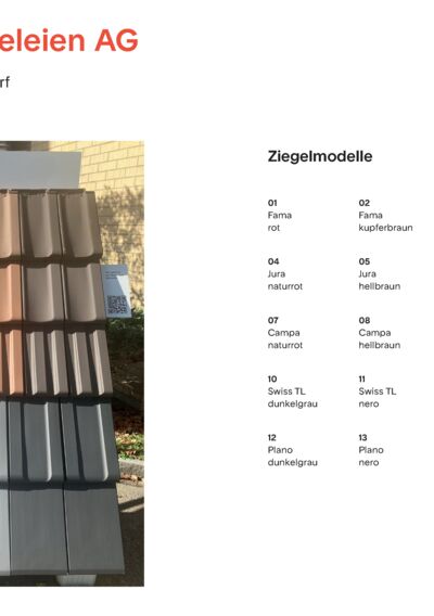 Expos tuiles Zürcher Ziegeleien AG à Regensdorf