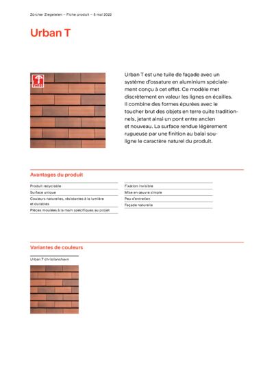 Fiche produit Facade Urban T