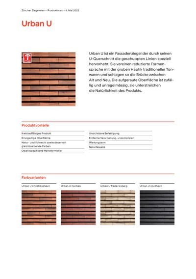 Produktblatt Fassade Urban U