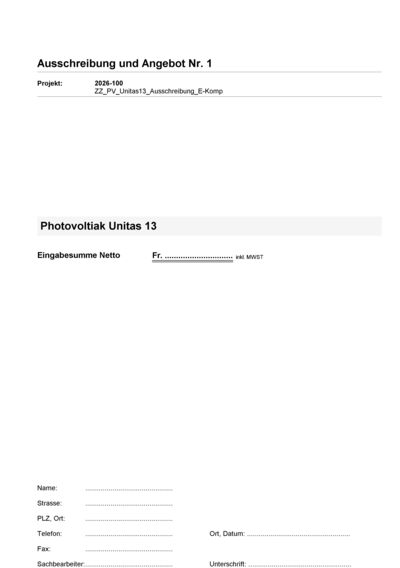 MLV Unitas 13 72 GG Photovoltaik - Ausschreibungstext