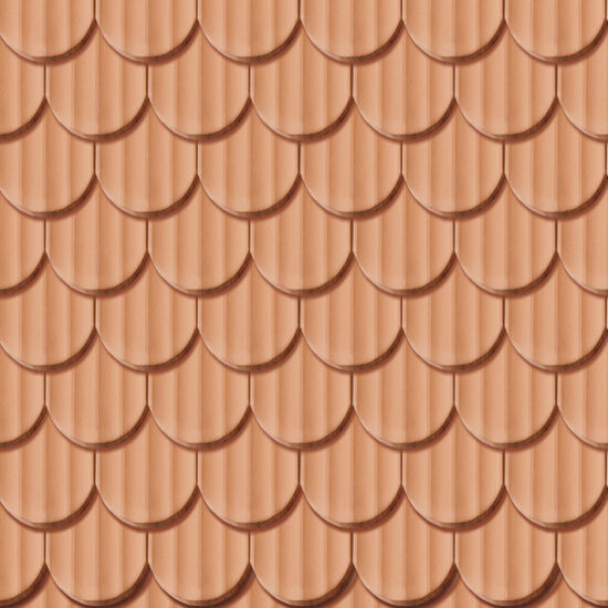 Texture Casta Bernoise, pose double recouvrement rond, rouge naturel Texture Casta Bernoise, pose double recouvrement rond, rouge naturel