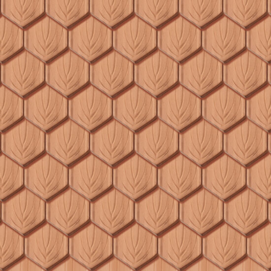 Texture Casta Rustique, pose double recouvrement pointe, rouge naturel