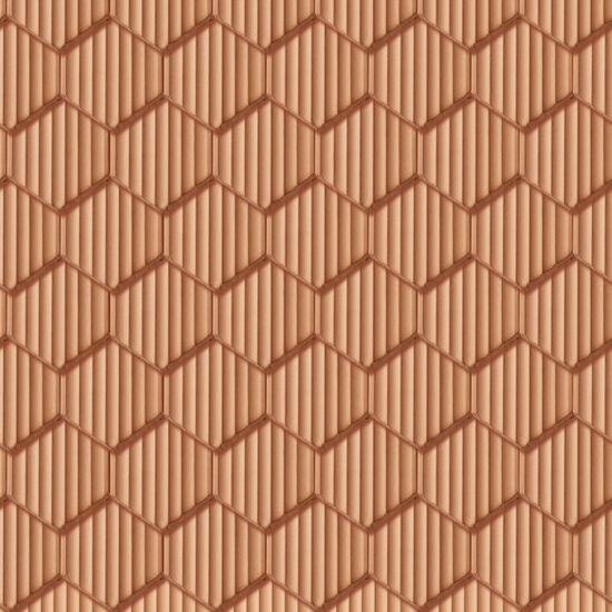 Texture Casta Cannelée, pose double recouvrement rond, rouge naturel Texture Casta Cannelée, pose double recouvrement rond, rouge naturel