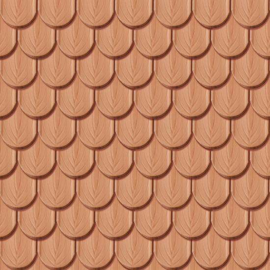 Texture Casta Rustique, pose double recouvrement rond, rouge naturel