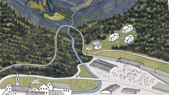 Die ARGE Pros da God baut am Dorfrand von Pontresina drei Mehrfamilienhäuser für Einheimische. Wilde Karte 07 Finalist Nopai