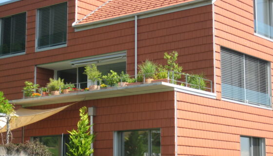 Einfamilienhaus, Fassade, Dach, Dachziegel Vauban, naturrot, Gradschnitt Einfamilienhaus in Liebefeld