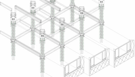 Neubau Primarschule Zuoz: Struktur mit wiederverwendeten Skiliftmasten Wilde Karte #08 Finalist M-AP Architectes