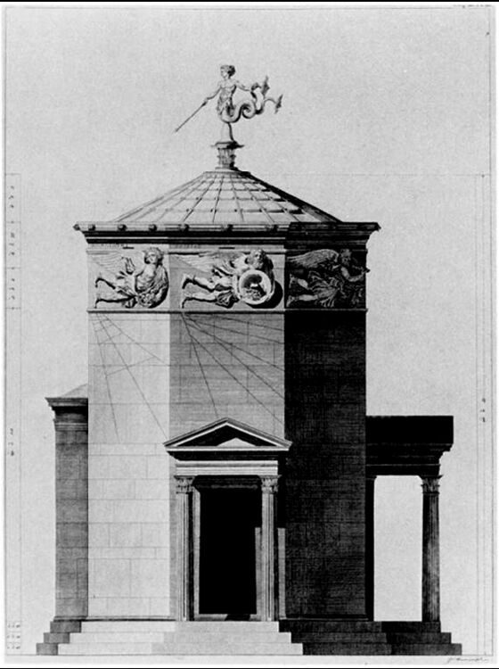 Turm der Winde mit Wetterfahnenfigur des Meeresgottes Triton Turm der Winde mit Wetterfahnenfigur des Meeresgottes Triton